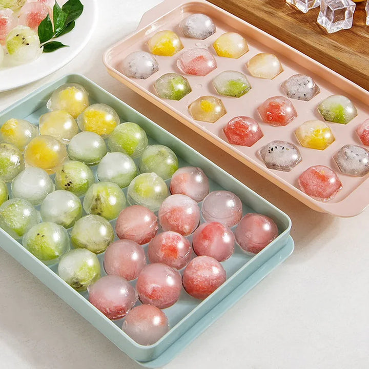 66/33 Ice Ball Mold Hockey Frozen Mini Ball Maker Mold Round  Ice Cube Mold with Lid Ice Tray Box Whiskey Cocktail Kitchen Tools