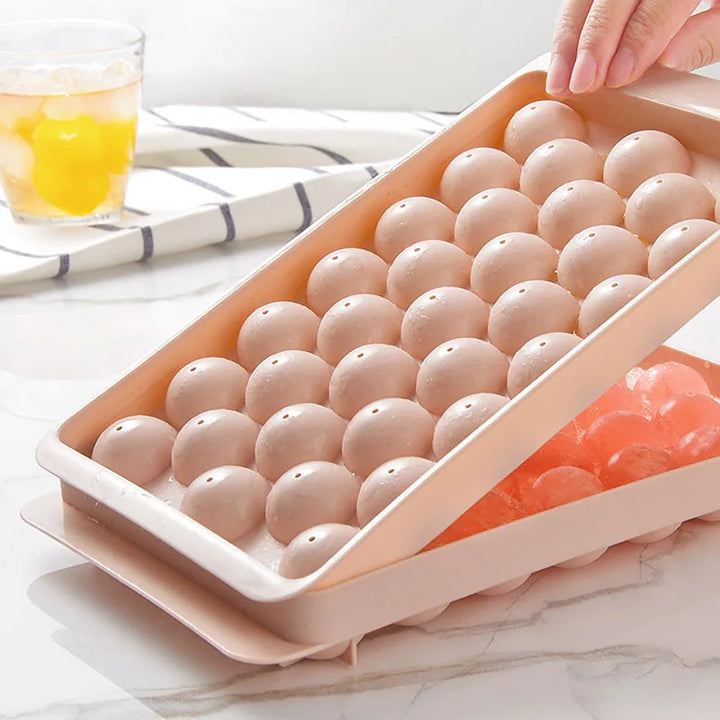 66/33 Ice Ball Mold Hockey Frozen Mini Ball Maker Mold Round  Ice Cube Mold with Lid Ice Tray Box Whiskey Cocktail Kitchen Tools