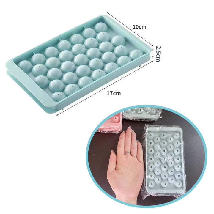 66/33 Ice Ball Mold Hockey Frozen Mini Ball Maker Mold Round  Ice Cube Mold with Lid Ice Tray Box Whiskey Cocktail Kitchen Tools